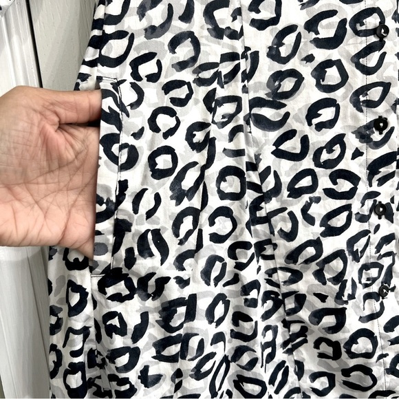 Nic + Zoe Kisses White Navy Leopard Print Cotton Tunic/Jacket Size Medium - Picture 7 of 10